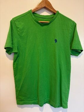 U.S. Polo Youth Large Bright Green Crew Neck T-Shirt with Embroidered Logo